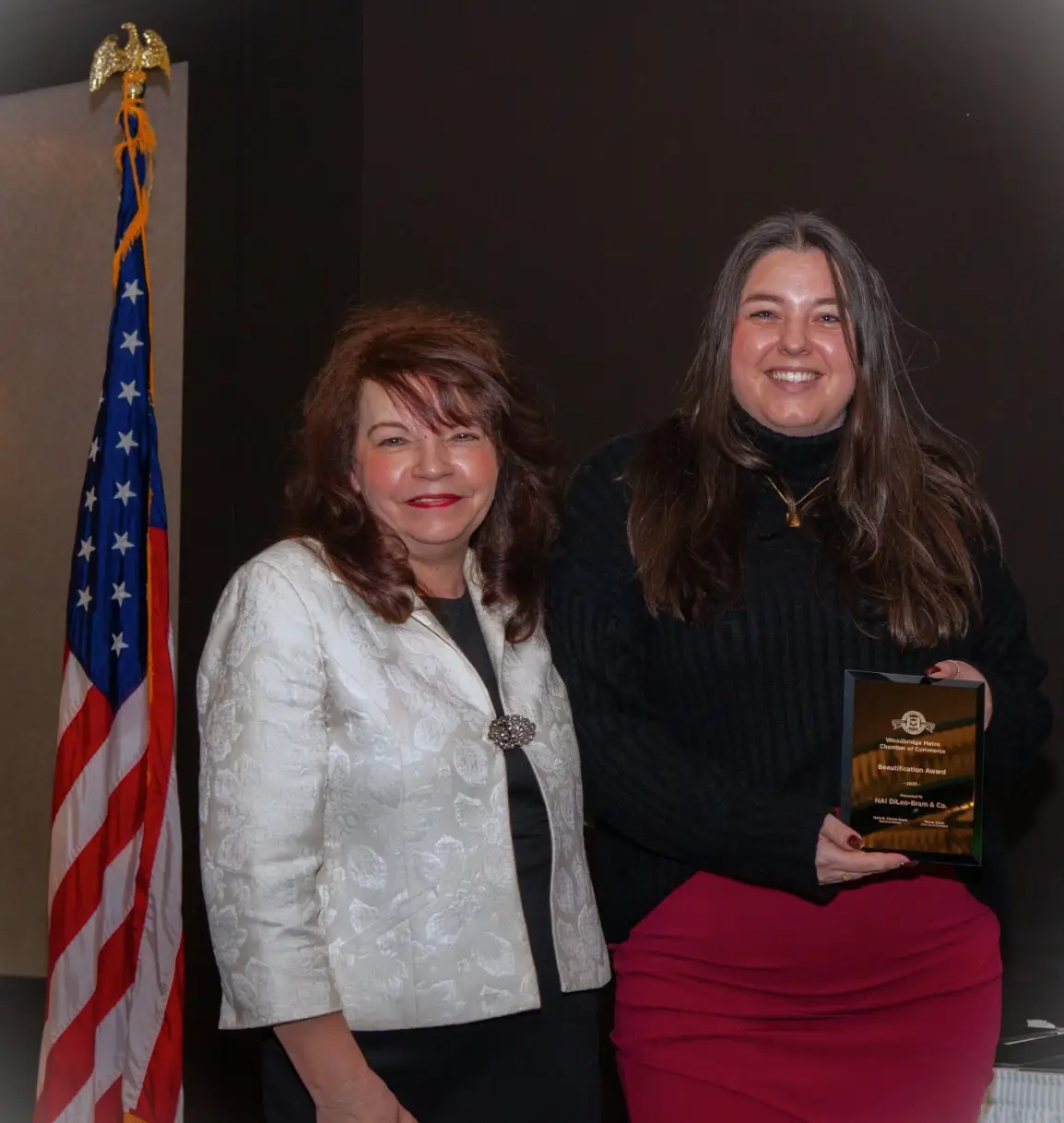 NAI DiLeo-Bram office property Woodbridge NJ receiving Woodbridge Chamber Beautification Award